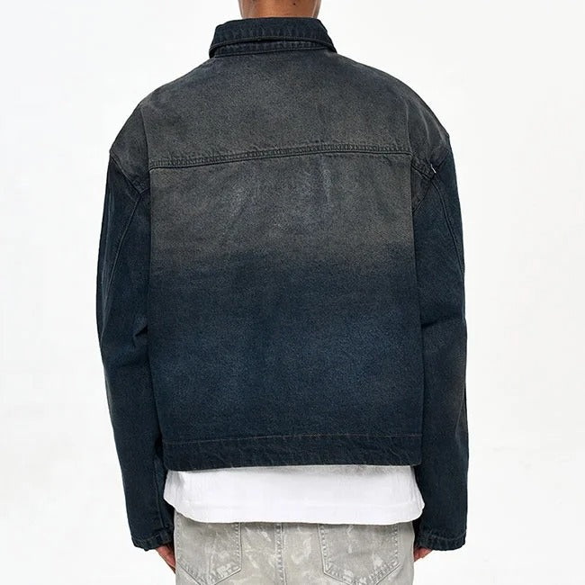 Dark blue denim jacket with panelled front